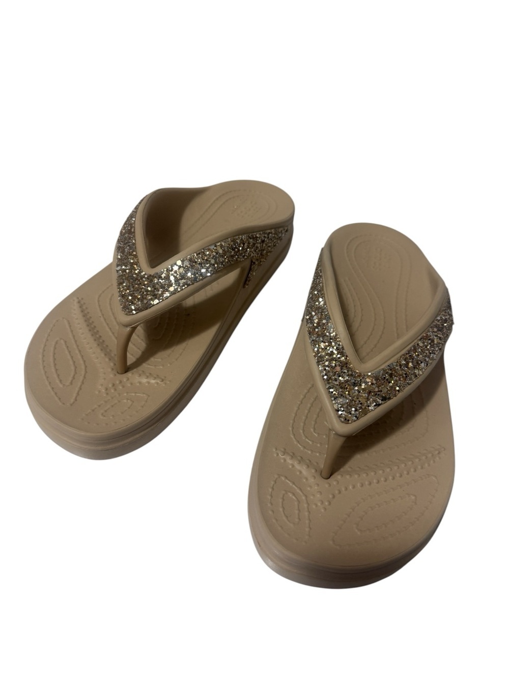 Croc Gold Glitter Flip Flop Sandals for Women - Picture 9 of 13